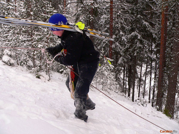 Участники на подъеме по периллам