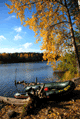 Осень. Озеро. Лодка